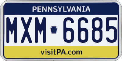 PA license plate MXM6685