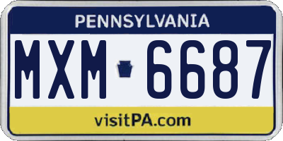 PA license plate MXM6687