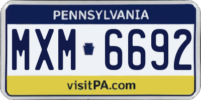 PA license plate MXM6692