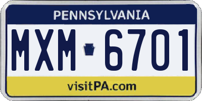 PA license plate MXM6701