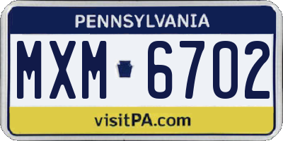 PA license plate MXM6702