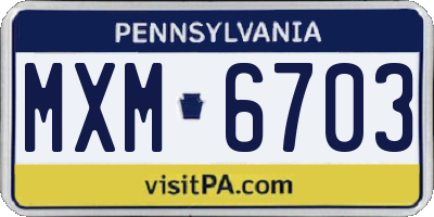 PA license plate MXM6703