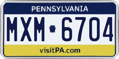 PA license plate MXM6704