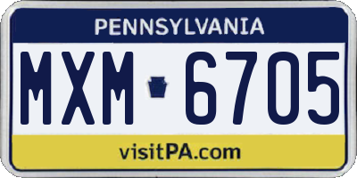 PA license plate MXM6705