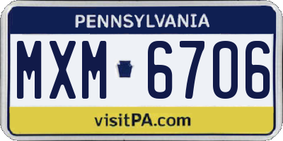 PA license plate MXM6706