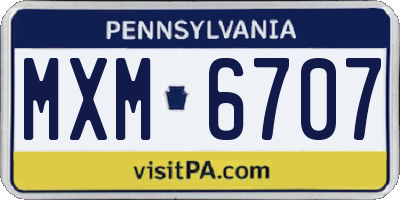 PA license plate MXM6707