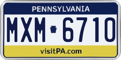 PA license plate MXM6710