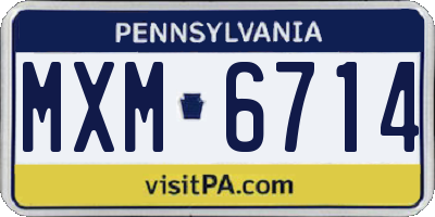 PA license plate MXM6714