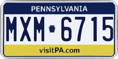 PA license plate MXM6715
