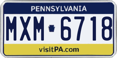 PA license plate MXM6718