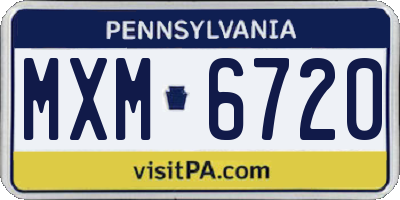 PA license plate MXM6720