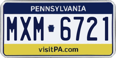 PA license plate MXM6721