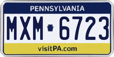 PA license plate MXM6723
