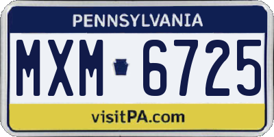 PA license plate MXM6725