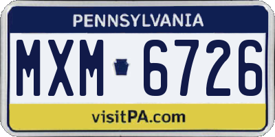 PA license plate MXM6726