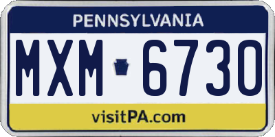 PA license plate MXM6730