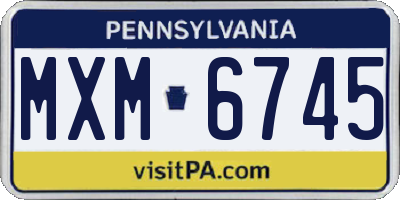 PA license plate MXM6745