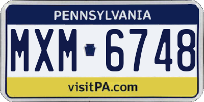 PA license plate MXM6748