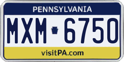 PA license plate MXM6750
