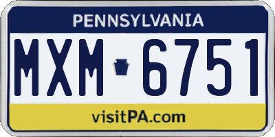 PA license plate MXM6751