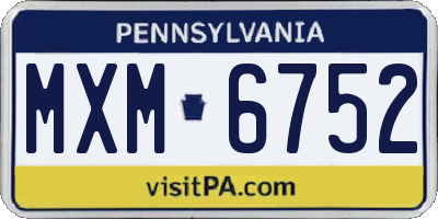 PA license plate MXM6752