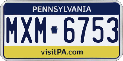 PA license plate MXM6753