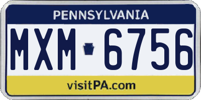 PA license plate MXM6756