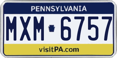 PA license plate MXM6757