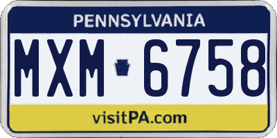 PA license plate MXM6758