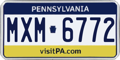 PA license plate MXM6772