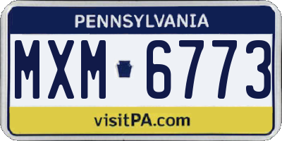 PA license plate MXM6773