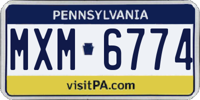 PA license plate MXM6774