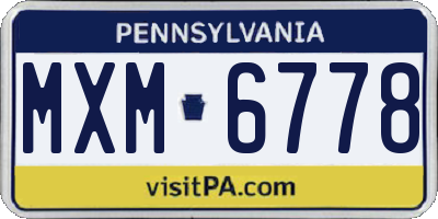 PA license plate MXM6778