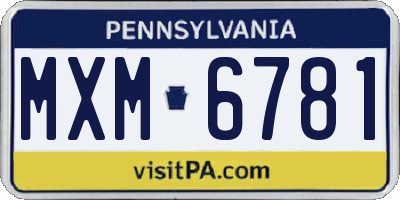 PA license plate MXM6781