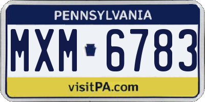 PA license plate MXM6783