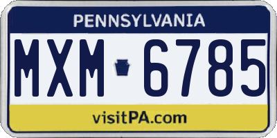 PA license plate MXM6785