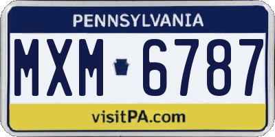 PA license plate MXM6787