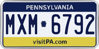 PA license plate MXM6792