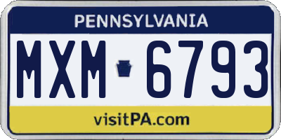 PA license plate MXM6793
