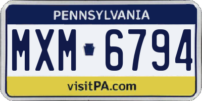 PA license plate MXM6794