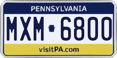 PA license plate MXM6800