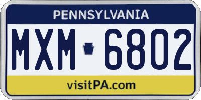 PA license plate MXM6802