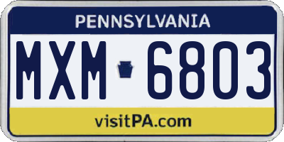 PA license plate MXM6803