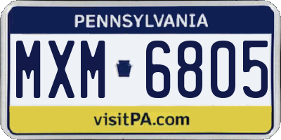 PA license plate MXM6805
