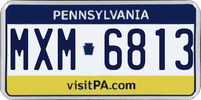 PA license plate MXM6813