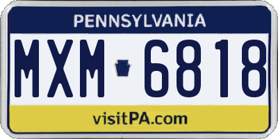 PA license plate MXM6818