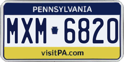 PA license plate MXM6820