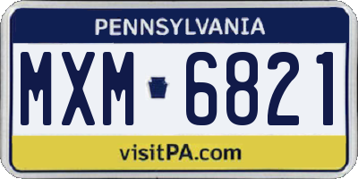 PA license plate MXM6821
