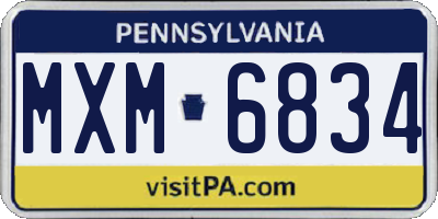 PA license plate MXM6834