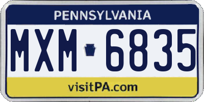 PA license plate MXM6835